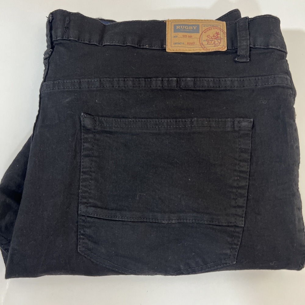 Rugby University Black Denim Jeans Men's 42x30 Straight Leg Comfort Stretch